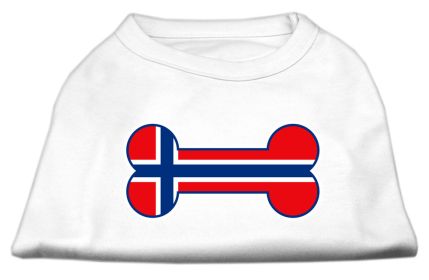 Bone Shaped Norway Flag Screen Print Shirts (Option: White XXXL)