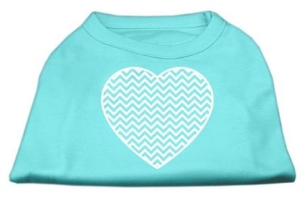 Chevron Heart Screen Print Dog Shirt (Option: Aqua XXL)