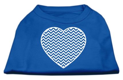 Chevron Heart Screen Print Dog Shirt (Option: Blue XS)