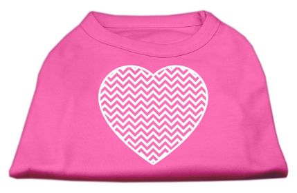 Chevron Heart Screen Print Dog Shirt (Option: Bright Pink XXL)