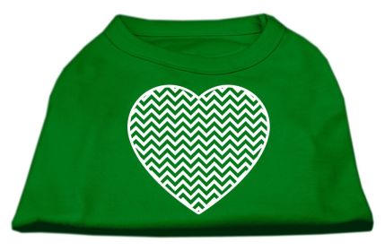 Chevron Heart Screen Print Dog Shirt (Option: Green XXL)