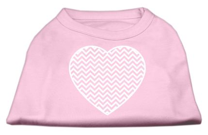 Chevron Heart Screen Print Dog Shirt (Option: Light Pink XXL)