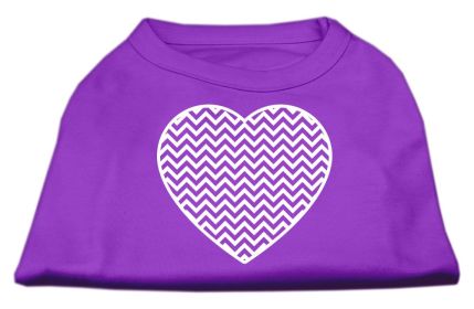 Chevron Heart Screen Print Dog Shirt (Option: Purple XXL)