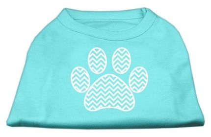 Chevron Paw Screen Print Shirt (Option: Aqua XXL)