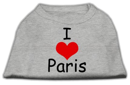 I Love Paris Screen Print Shirts (Option: Grey XXXL)