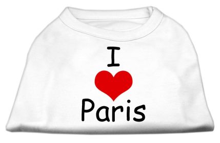 I Love Paris Screen Print Shirts (Option: White XXL)