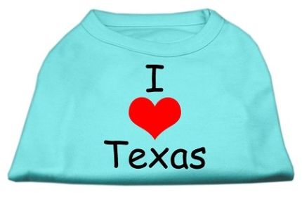 I Love Texas Screen Print Shirts (Option: Aqua XXXL)