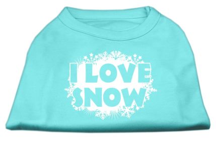 I Love Snow Screenprint Shirts (Option: Aqua XXL)