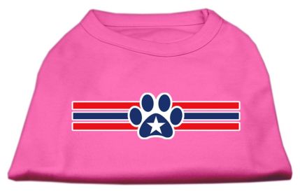 Patriotic Star Paw Screen Print Shirts (Option: Bright Pink XXL)