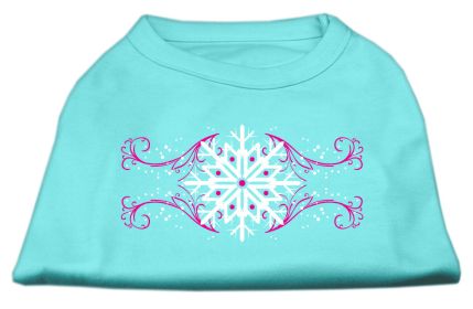 Pink Snowflake Swirls Screenprint Shirts (Option: Aqua XXL)