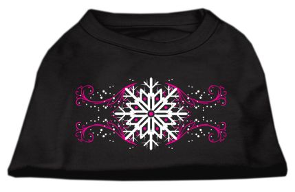 Pink Snowflake Swirls Screenprint Shirts (Option: Black XXL)