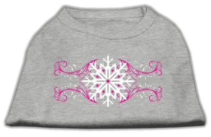 Pink Snowflake Swirls Screenprint Shirts (Option: Grey XS)