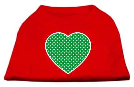 Green Swiss Dot Heart Screen Print Shirt (Option: Red XS)