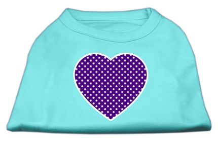 Purple Swiss Dot Heart Screen Print Shirt (Option: Aqua XXXL)