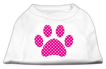 Pink Swiss Dot Paw Screen Print Shirt (Option: White XS)