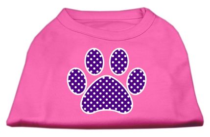 Purple Swiss Dot Paw Screen Print Shirt (Option: Bright Pink XXL)