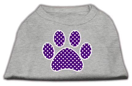 Purple Swiss Dot Paw Screen Print Shirt (Option: Grey XXL)