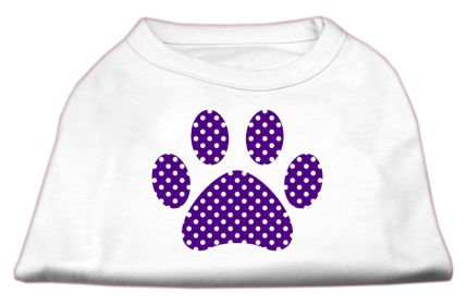 Purple Swiss Dot Paw Screen Print Shirt (Option: White XXXL)