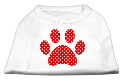 Red Swiss Dot Paw Screen Print Shirt (Option: White XXXL)