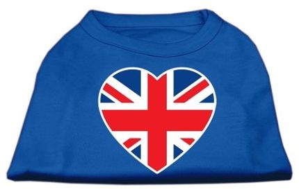 British Flag Heart Screen Print Shirt (Option: Blue XXL)