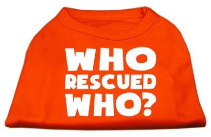 Who Rescued Who Screen Print Shirt (Option: Orange XXXL)