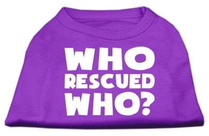 Who Rescued Who Screen Print Shirt (Option: Purple XXXL)