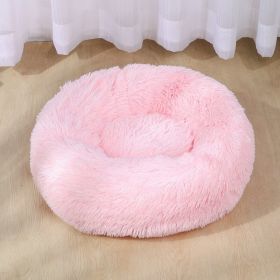 Dog Bed Super Soft Washable Long Plush Pet Kennel Deep Sleep Dog House Velvet Mats Sofa For Dog Basket Pet Cat Bed (Color: Pink)