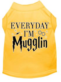 Everyday I'm Mugglin Screen Print Dog Shirt (Option: Yellow XS)