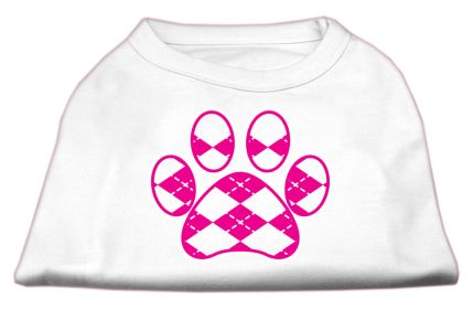 Argyle Paw Pink Screen Print Shirt (Option: White XL)