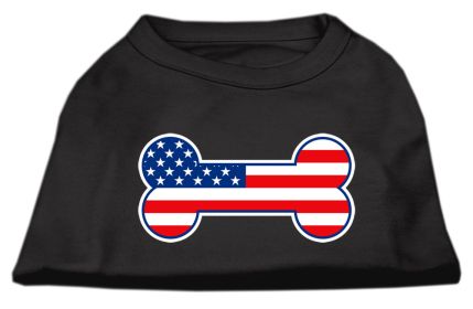 Bone Shaped American Flag Screen Print Shirts (Option: Black XL)