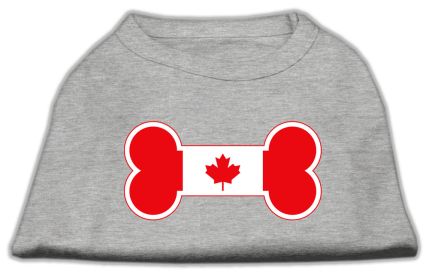 Bone Shaped Canadian Flag Screen Print Shirts (Option: Grey XL)