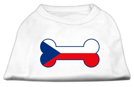 Bone Shaped Czech Republic Flag Screen Print Shirts (Option: White XL)