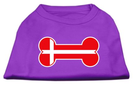 Bone Shaped Denmark Flag Screen Print Shirts (Option: Purple XL)