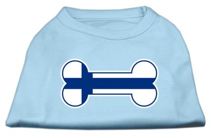 Bone Shaped Finland Flag Screen Print Shirts (Option: Baby Blue XL)