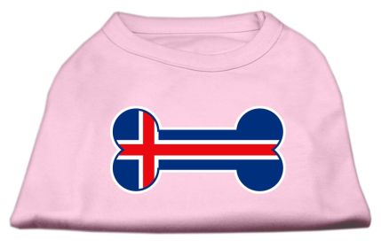 Bone Shaped Iceland Flag Screen Print Shirts (Option: Light Pink XL)