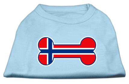 Bone Shaped Norway Flag Screen Print Shirts (Option: Baby Blue XL)