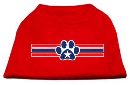 Patriotic Star Paw Screen Print Shirts (Option: Red XL)