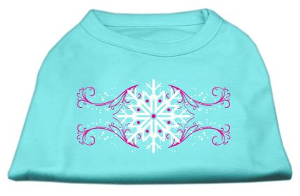 Pink Snowflake Swirls Screenprint Shirts (Option: Aqua XS)