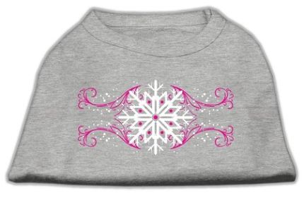 Pink Snowflake Swirls Screenprint Shirts (Option: Grey XL)