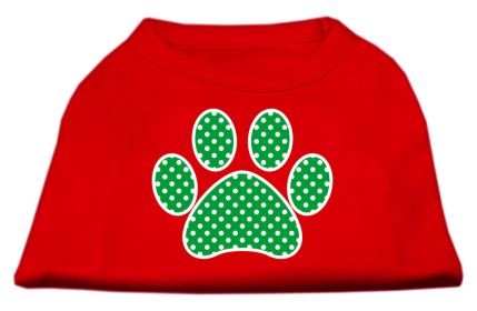 Green Swiss Dot Paw Screen Print Shirt (Option: Red XL)