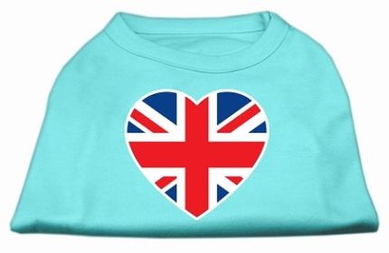 British Flag Heart Screen Print Shirt (Option: Aqua XXL)