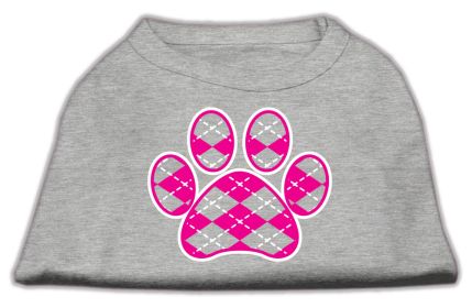 Argyle Paw Pink Screen Print Shirt (Option: Grey Sm)