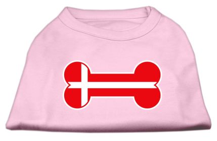 Bone Shaped Denmark Flag Screen Print Shirts (Option: Light Pink S)