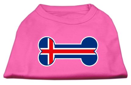 Bone Shaped Iceland Flag Screen Print Shirts (Option: Bright Pink S)