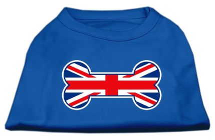 Bone Shaped United Kingdom (Union Jack) Flag Screen Print Shirts (Option: Blue XL)