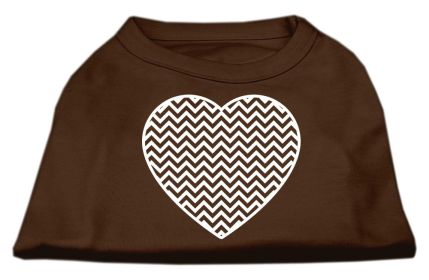 Chevron Heart Screen Print Dog Shirt (Option: Brown Sm)