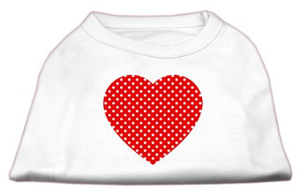 Red Swiss Dot Heart Screen Print Shirt (Option: White S)