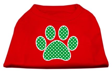 Green Swiss Dot Paw Screen Print Shirt (Option: Red Sm)