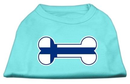 Bone Shaped Finland Flag Screen Print Shirts (Option: Aqua S)