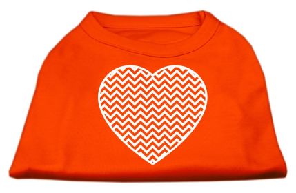 Chevron Heart Screen Print Dog Shirt (Option: Orange Lg)